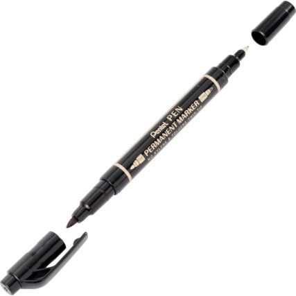 N75W, Permanent Marker Pen, Black, Fine, Bullet;Ballpoint, Non-Retractable, 12 Pack