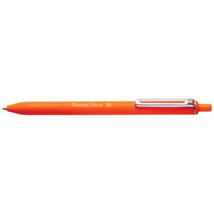 iZee BX470, Ballpoint Pen, Orange, Retractable, Broad, 0.5mm Line Width, Cartridge, 12 Pack