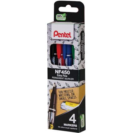 NF450, Permanent Marker Pen, Assorted, Extra Fine, Bullet, Non-Retractable, 4 Pack