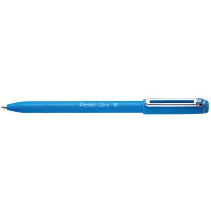 iZee BX460, Ballpoint Pen, Sky Blue, Non-Retractable, Broad, 0.5mm Line Width, Cartridge, 12 Pack