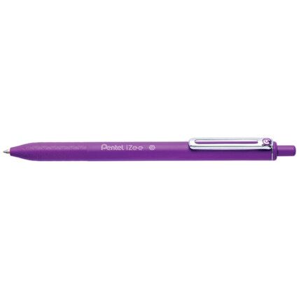 iZee BX470, Ballpoint Pen, Violet, Retractable, Broad, 0.5mm Line Width, Cartridge, 12 Pack