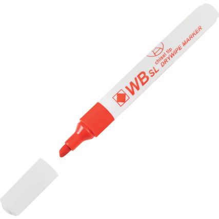 Whiteboard Marker, Red, Medium, Chisel, Non-Retractable, 1 Pack