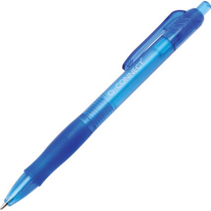 Ballpoint Pen, Blue, Retractable, Medium, 1mm Line Width, Non-Refillable, 10 Pack