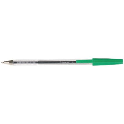 Ballpoint Pen, Green, Medium Tip Size, 1mm Line Width, Pack of 50