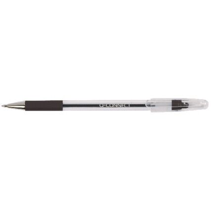 Ballpoint Pen, Black, Non-Retractable, Medium, 0.5mm Line Width, Non-Refillable, 20 Pack