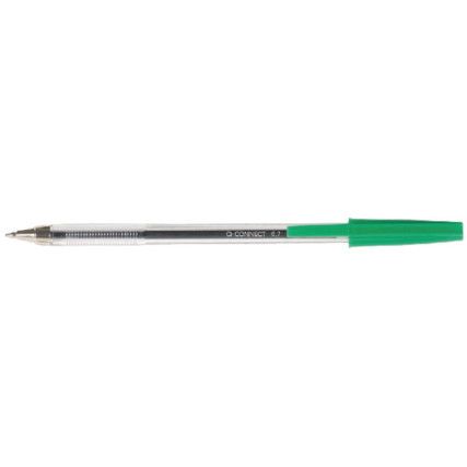 Ballpoint Pen, Green, Non-Retractable, Medium, 0.7mm Line Width, Non-Refillable, 20 Pack