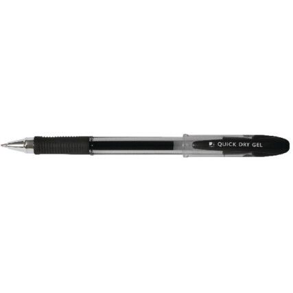 Quick Dry, Gel Pen, Black, Non-Retractable, Medium, 1mm Line Width, Non-Refillable, 12 Pack