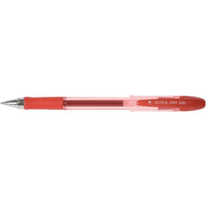 Quick Dry, Gel Pen, Red, Non-Retractable, Medium, 1mm Line Width, Non-Refillable, 12 Pack