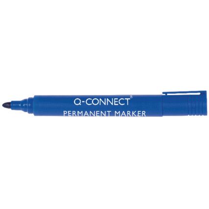 Permanent Marker Pen, Blue, Broad, Bullet, Non-Retractable, 10 Pack