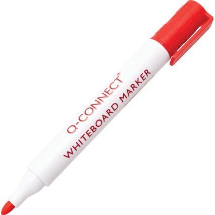 Whiteboard Marker, Red, Broad, Non-Permanent, Bullet Tip, 10 Pack