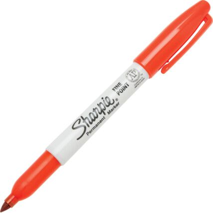 Permanent Marker, Red, Fine Tip Size, Bullet Nib, Pack of 12