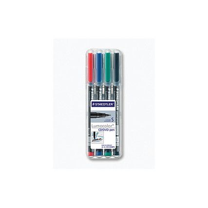 313 Lumocolor, OHP Marker Pen, Assorted, Fine, Bullet, Non-Retractable, 4 Pack