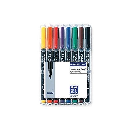 317 Lumocolor, OHP Marker Pen, Assorted, Medium, Bullet, Non-Retractable, 8 Pack