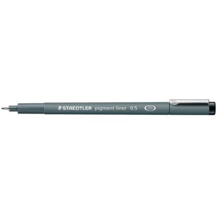 308, Fineliner Pen, Black, Non-Retractable, Fine, 0.1mm Line Width, Non-Refillable, 10 Pack