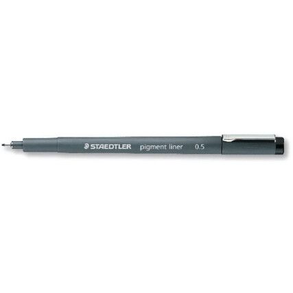 308, Fineliner Pen, Black, Non-Retractable, Fine, 0.5mm Line Width, Non-Refillable, 10 Pack