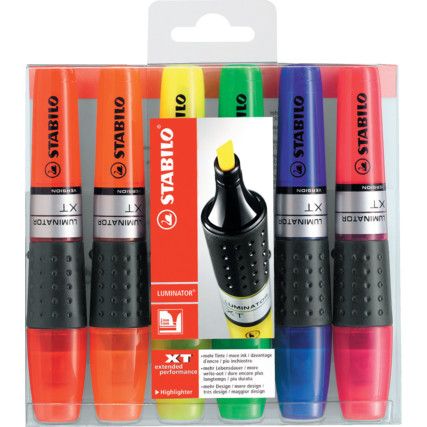 Luminator , Highlighter , Assorted , 2.0 - 5.0mm , Chisel , 6 Pack