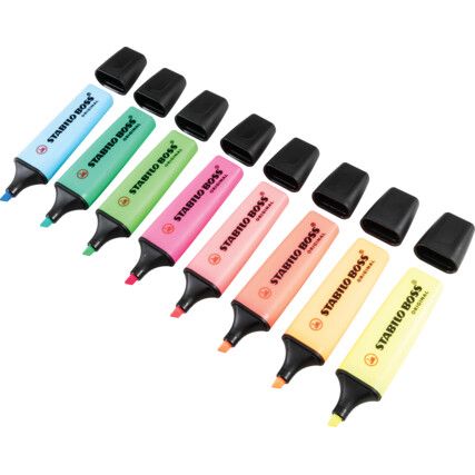 Boss , Highlighter , Assorted , 2.0 - 5.0mm , Chisel , 8 Pack