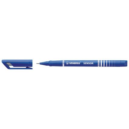 Sensor, Fineliner Pen, Blue, Non-Retractable, Fine, 0.3mm Line Width, Non-Refillable, 10 Pack