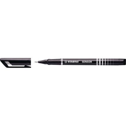 Sensor, Fineliner Pen, Black, Non-Retractable, Fine, 0.3mm Line Width, Non-Refillable, 10 Pack