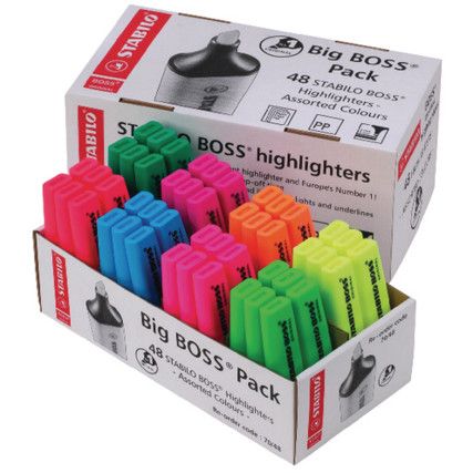 Boss , Highlighter , Assorted , 2.0 - 5.0mm , Chisel , 48 Pack