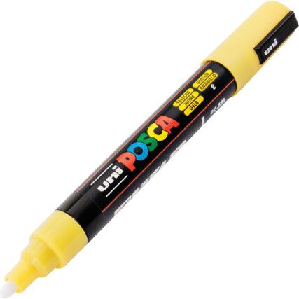 Posca 5M, Paint Marker Pen, Yellow, Medium, Bullet, Non-Retractable, 1 Pack