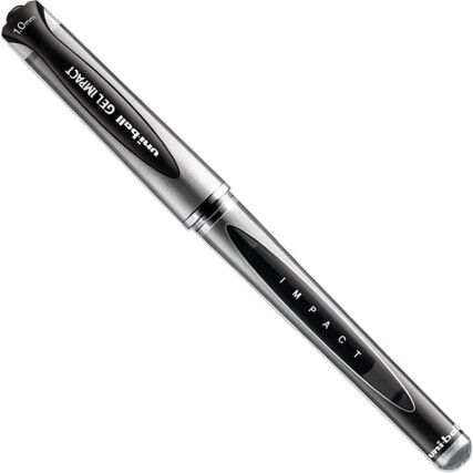 Gel Impact, Rollerball Pen, Black, Non-Retractable, Medium, 0.6mm Line Width, Non-Refillable, 12 Pack