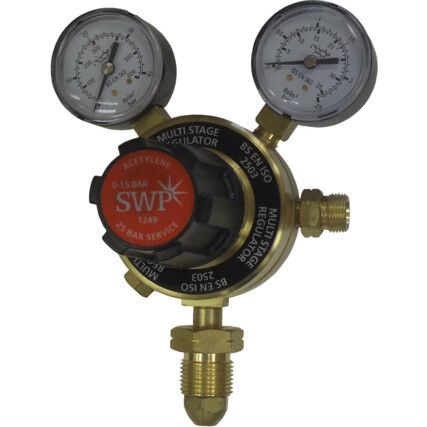 MULTI STAGE - 2 GAUGE ACETYLENE REGULATOR 1.5 BAR