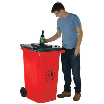 LWB12BHY Bottle Hole Red Wheelie Bin - 120 Litre