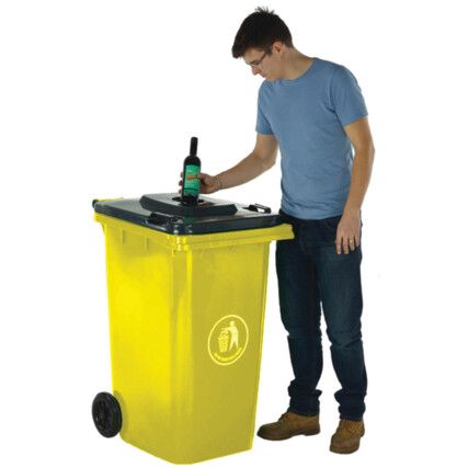 LWB12BHY Bottle Hole Yellow Wheelie Bin - 120 Litre