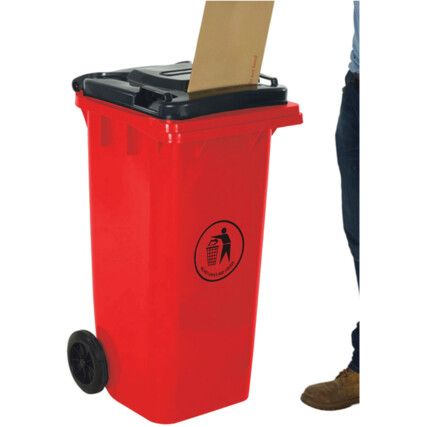 LWB12LSY Letter Slot Red Wheelie Bin - 120 Litre