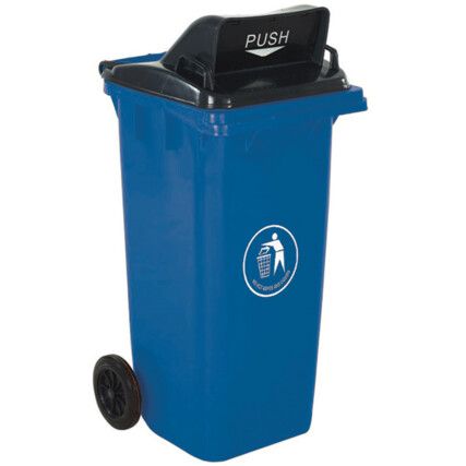 LWB12PFY Push Flap Blue Wheelie Bin - 120 Litre