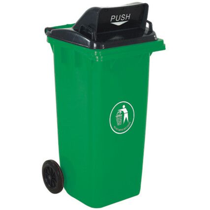 LWB12PFY Push Flap Green Wheelie Bin - 120 Litre