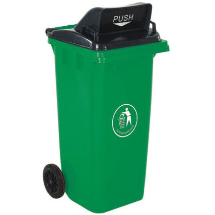 LWB24PFY Push Flap Green Wheelie Bin - 240 Litre