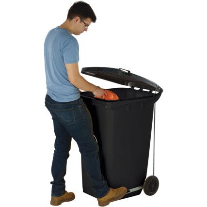 LWB12SPY Side Pedal Grey Wheelie Bin - 120 Litre