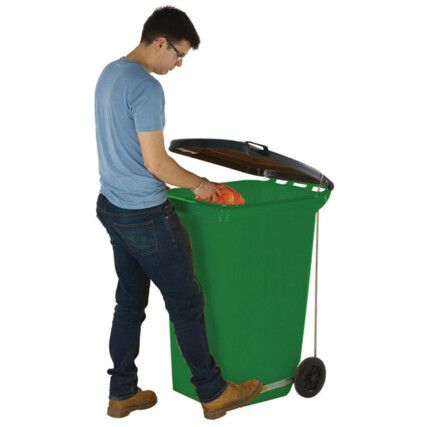 LWB12SPY Side Pedal Green Wheelie Bin - 120 Litre