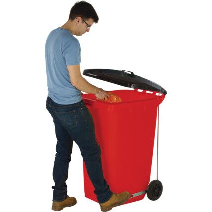 LWB12SPY Side Pedal Red Wheelie Bin - 120 Litre