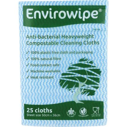 ENVIROWIPE FOLDED CLOTHS,COMPOSTABLE, BLUE (PK-25)