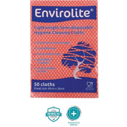 ENVIROLITE FOLDED CLOTH MEDIUM RED (PK-50)