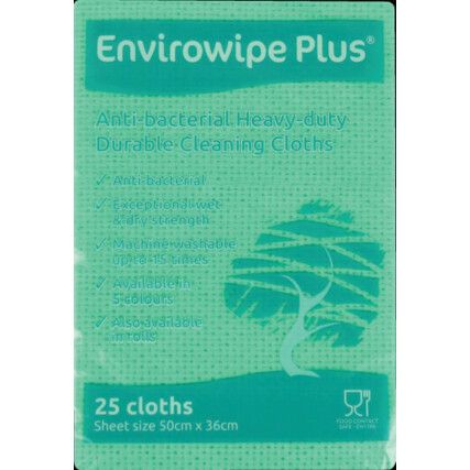 ENVIROWIPE PLUS FOLDED, THICK CLOTHS, GREEN (PK-25)