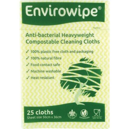 ENVIROWIPE FOLDED CLOTHS,COMPOSTABLE, YELLOW (PK-25)