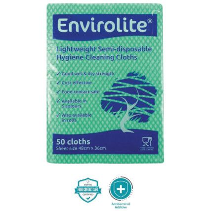 ENVIROLITE FOLDED CLOTH MEDIUM GREEN (PK-50)