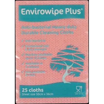 ENVIROWIPE PLUS FOLDED, THICK CLOTHS, RED (PK-25)