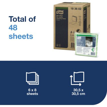 MICROFIBER REUSABLE CC GREEN 8X6 SHEETS