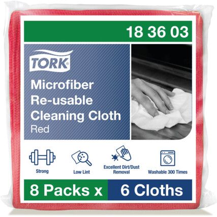 MICROFIBER REUSABLE CC RED 8X6SHEETS