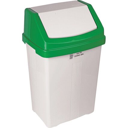 50L Swing-Top Bins with Green Lid