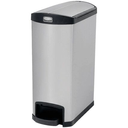 Rubbermaid End Step On 50Lt Metal - Silver/Black