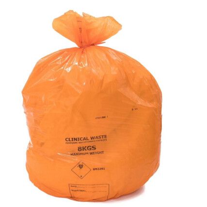 Clinical Waste Bags, Orange, 80L, Medium Duty, Pack of 200