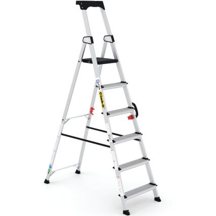 Aluminium Ladder, 6-Tread, 1.452m Open Height, Aluminium