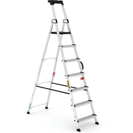 Aluminium Ladder, 7-Tread, 2.314m Open Height, Aluminium