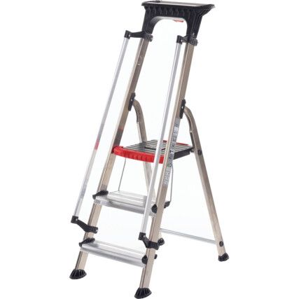 Aluminium Ladder, 3-Tread, 1.244m Open Height, Aluminium